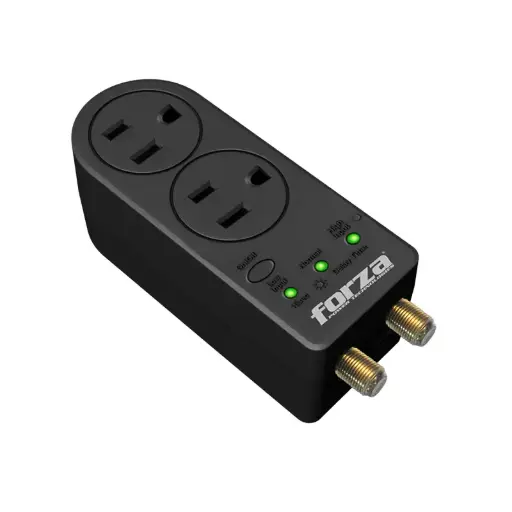 [FVP-0200C] Protector Voltaje Forza FVP-0200C 1400J/1800W, 2 slds, giro de 350°, coax-120V